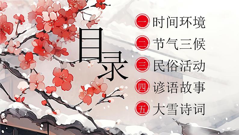 水墨红色中国二十四节气大雪PPT第2页