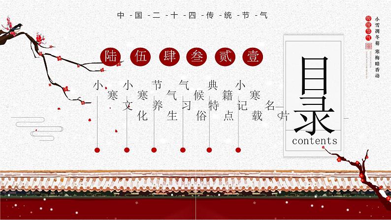 红色中国风二十四节气之小寒时节PPT第2页