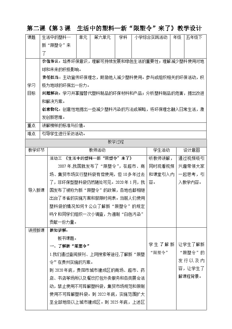 【沪科·黔科版】五下综合实践  生活中的塑料 活动三《新“限塑令”来了》课件+教案+素材01