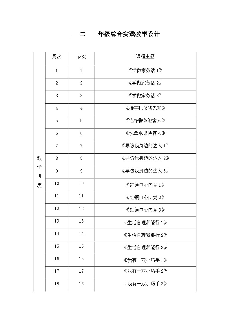 浙科技版综合实践教案（二年级全一册）第2页