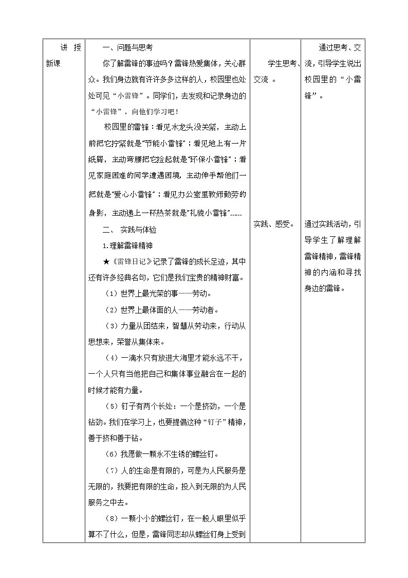 【鲁科版】《综合实践活动》五下   第13课《学雷锋在行动·身边的“雷锋”》  教案第2页