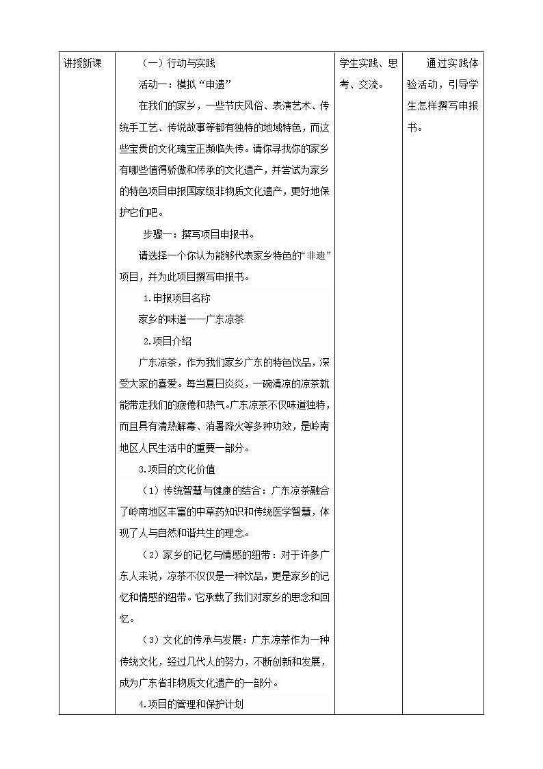 【粤教版】《综合实践活动》六下  第2课《我是“非遗”小传人·推荐活动 我为家乡传统文化“申遗”》 第2课时 教案第2页