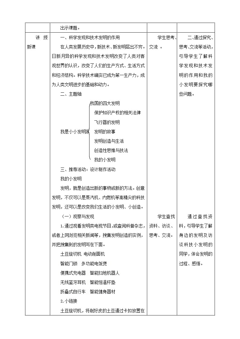 【粤教版】《综合实践活动》六下   第5课《我是小小发明家·推荐活动我的小发明》 第1课时 教案第2页
