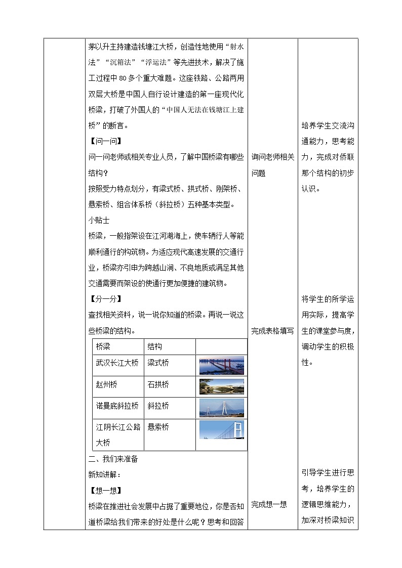 内蒙古版综合实践活动四年级下册 第三单元 主题活动四《自主选题：桥梁知多少》教案第2页