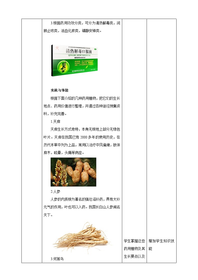 鲁科版综合实践活动三年级下册2.3《药用植物》教案第3页