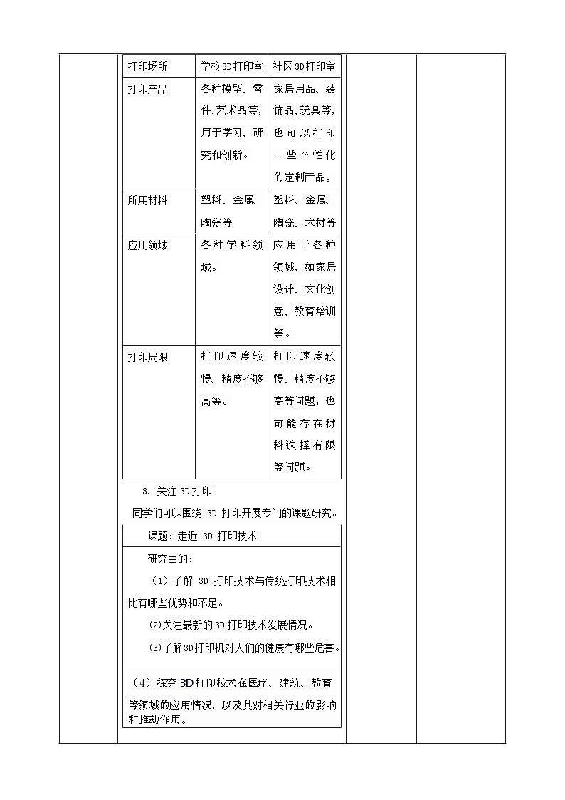 鲁科版综合实践活动六下  1.3《创客我能行·走近D打印》教案第3页