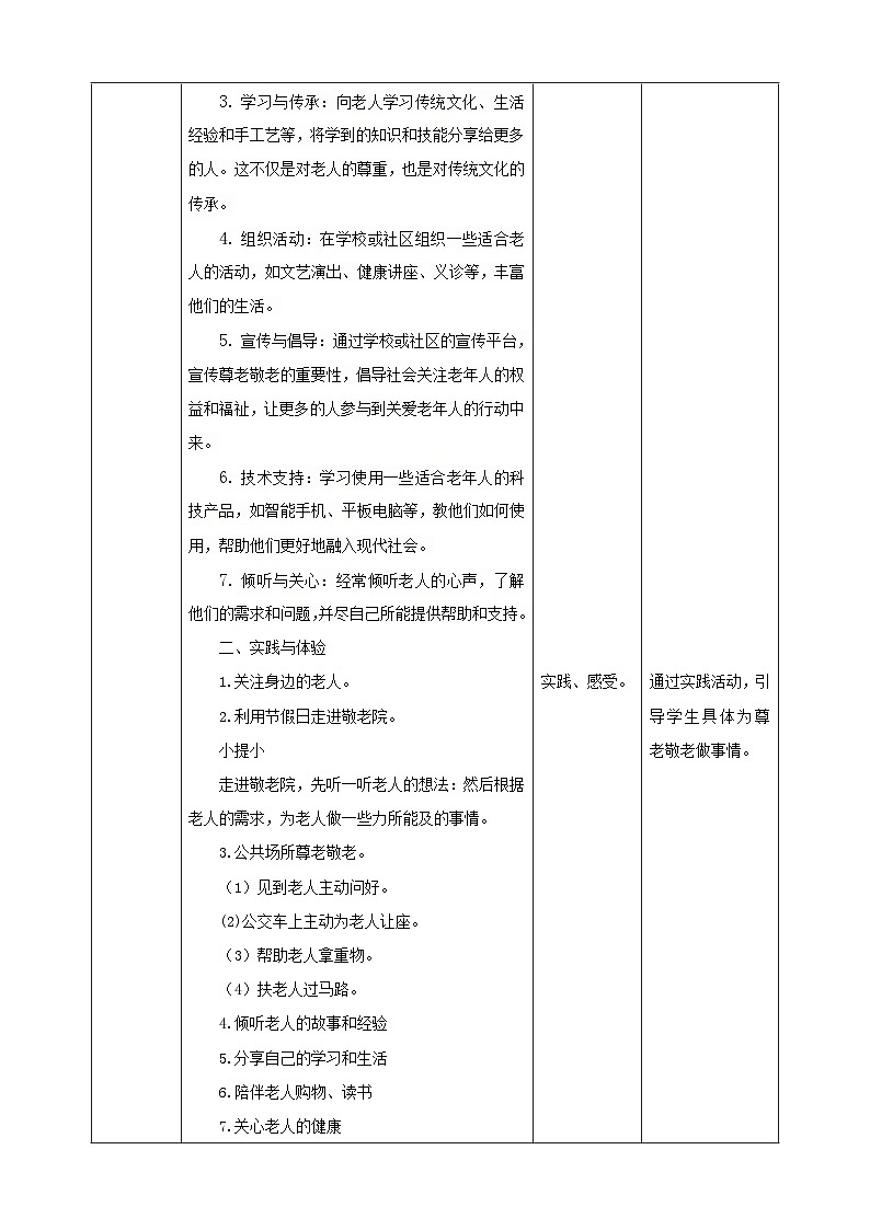 鲁科版综合实践活动六下  5.3《尊老爱幼好少年·尊老敬老从我做起》教案第2页