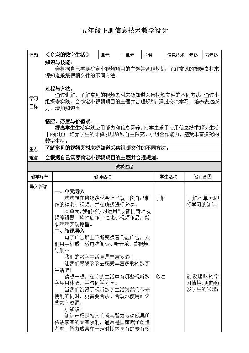 新川教版信息技术五年级上册：1.1《多彩的数字生活》课件+教案01