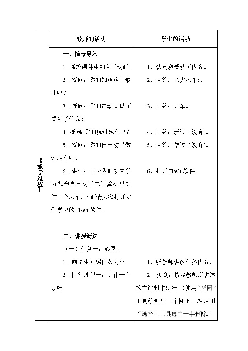 冀教版五年级上册信息技术 5.转动的风车 教案02