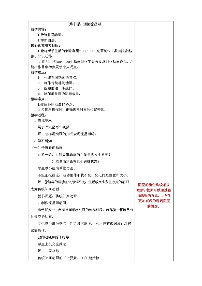 鲁教版小学信息技术 第五册 第10课 遇险流星雨 教案01