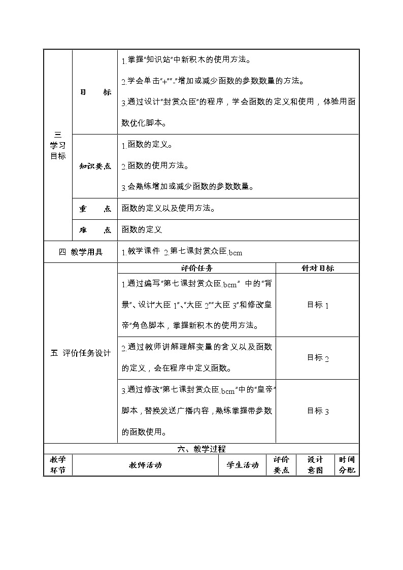 河大版信息技术六上 第7课 封赏众臣 教案第2页