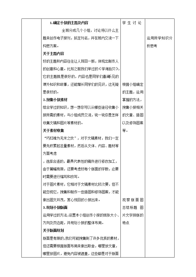 粤教版信息技术第二册（上）《创造专题小报》小报 教案02