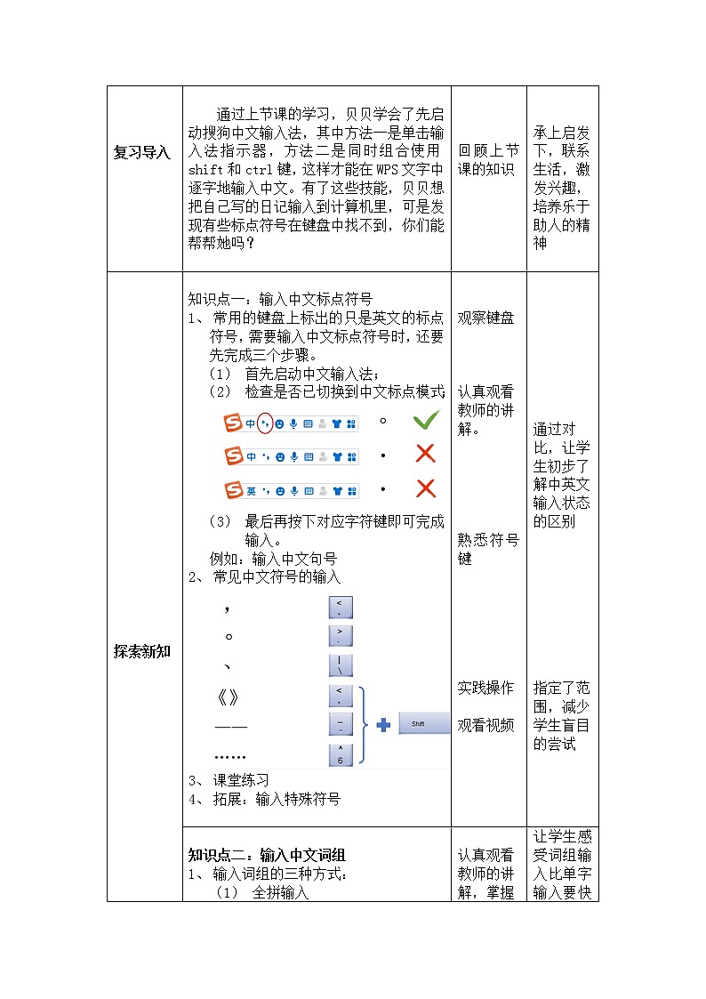 小学三年级信息技术 第08课 输入中文符号与词组 教案02