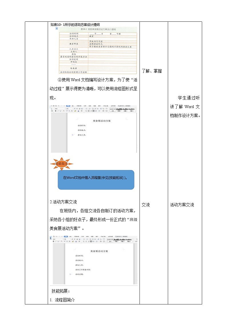 第10课 美食展活动方案 教案第3页