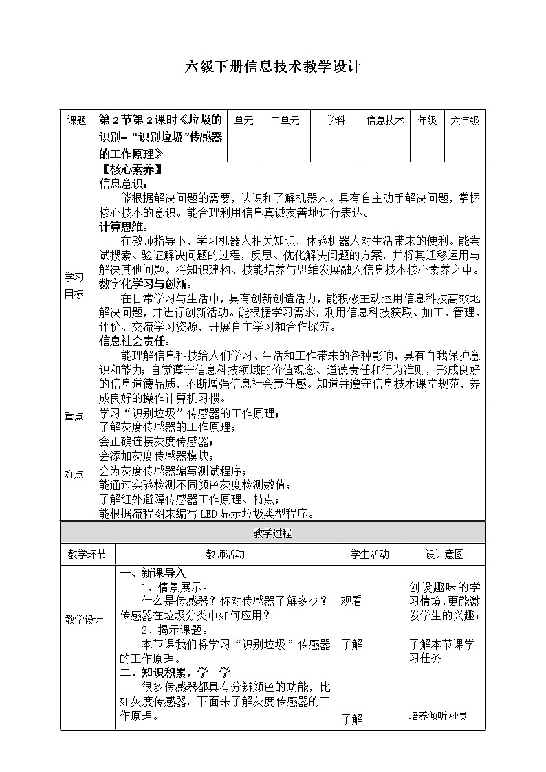 新川教版信息技术六下 2.2《垃圾的识别》第2课时 课件PPT+教案01