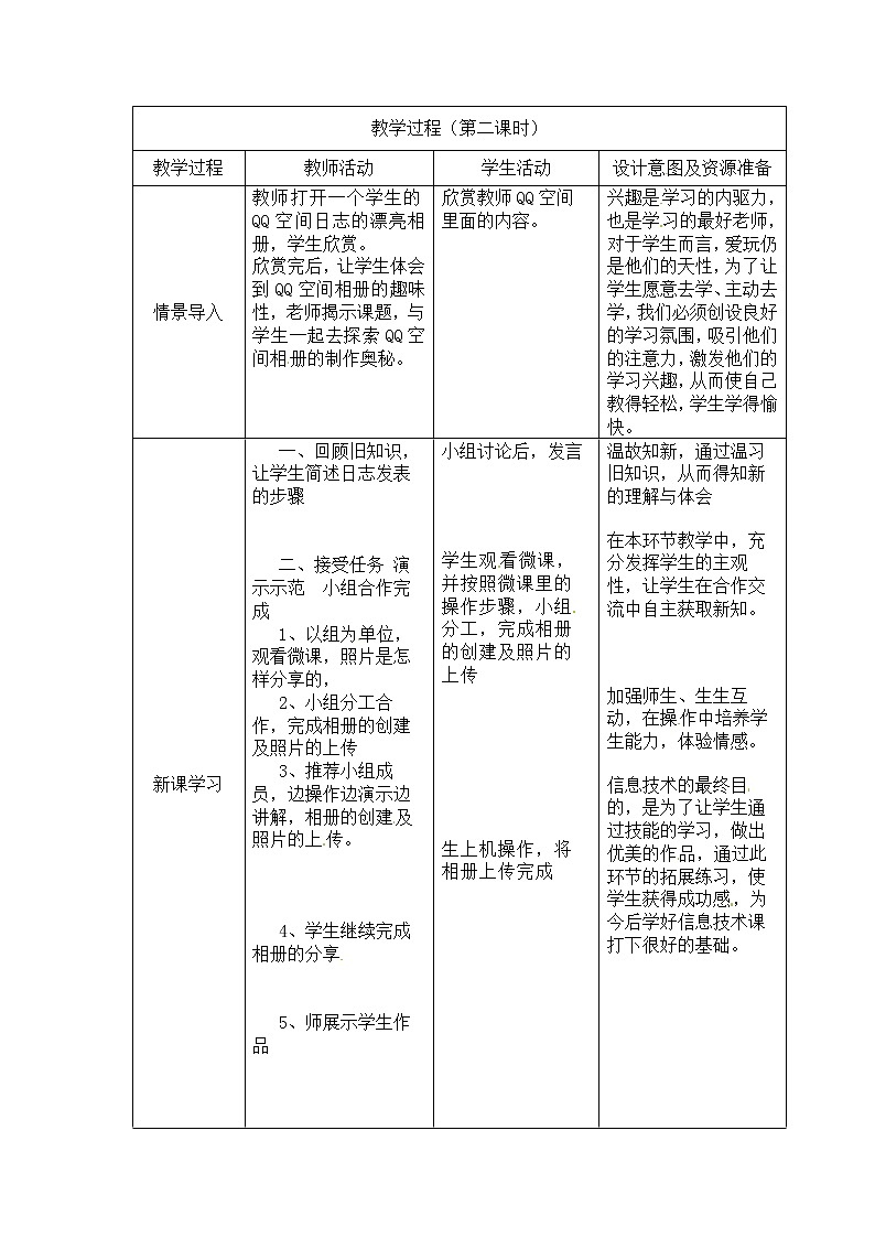第4单元 我来秀一秀——QQ空间、微博的使用 活动1 玩转QQ空间——分享课时2 教案第1页