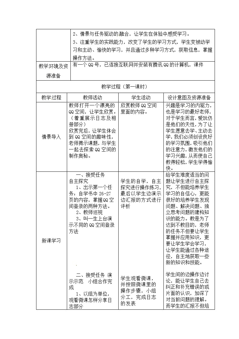 第4单元 我来秀一秀——QQ空间、微博的使用 活动1 玩转QQ空间——分享课时1 教案第2页