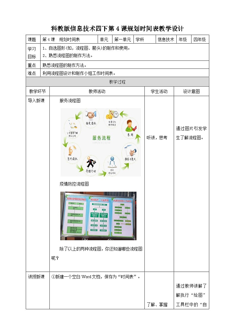 信息技术四下教科版 第4课 规划时间表 课件+教案+练习01