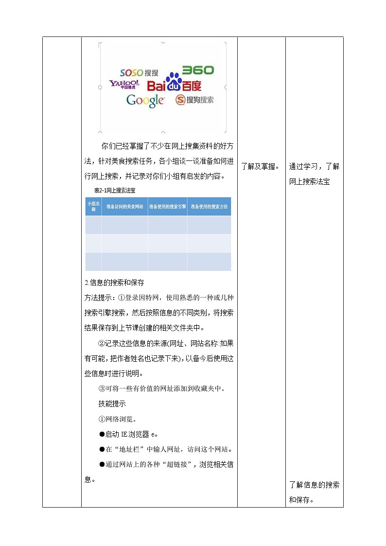 信息技术六下教科版 第2课 美食搜索（一）—网上搜索行动 课件+教案+练习02