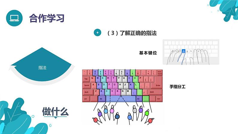 河北大学版四年级信息技术第一单元第一课《正确的坐姿和指法——基本键打字练习》课件第5页