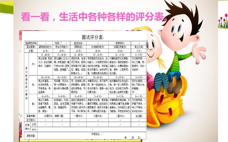 桂科版 信息技术四年级上册 主题四 任务一《制作评分表》课件04