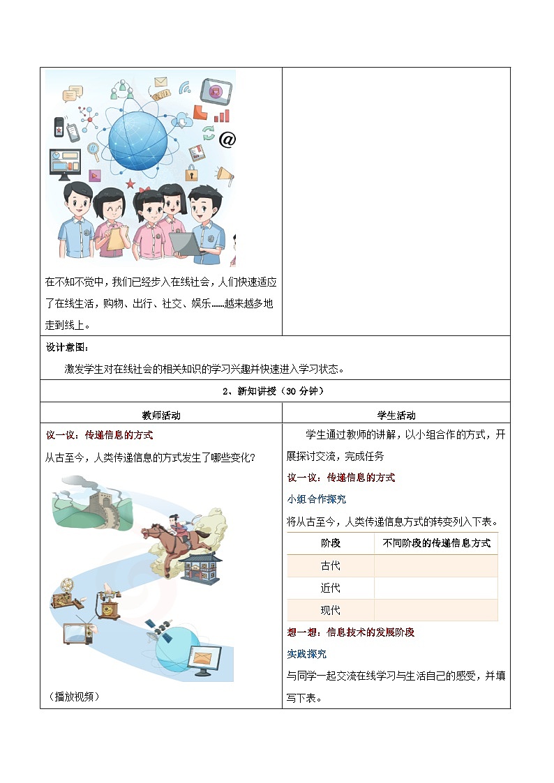 第1课 在线社会悄然而至 教学设计第2页