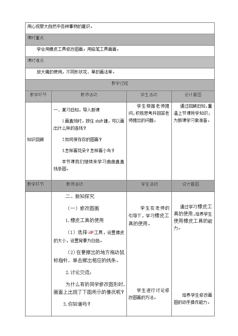 2024秋人教版小学信息技术上册三年级（上）第十课 曲曲直直线条图（第二课时）教案02