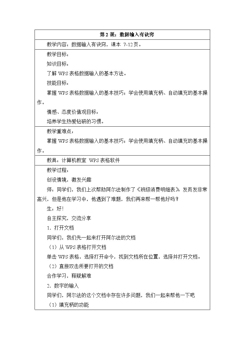 第2课《数据输入有诀窍》参考教案01