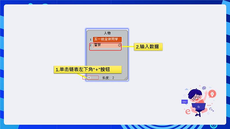 清华大学版信息技术五年级下册-1.6《奇趣故事—链表和字符串》课件第7页