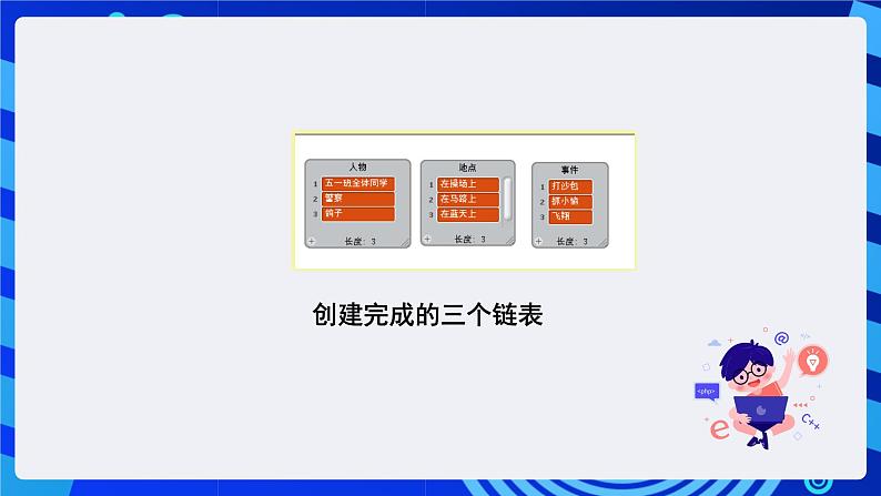 清华大学版信息技术五年级下册-1.6《奇趣故事—链表和字符串》课件第8页