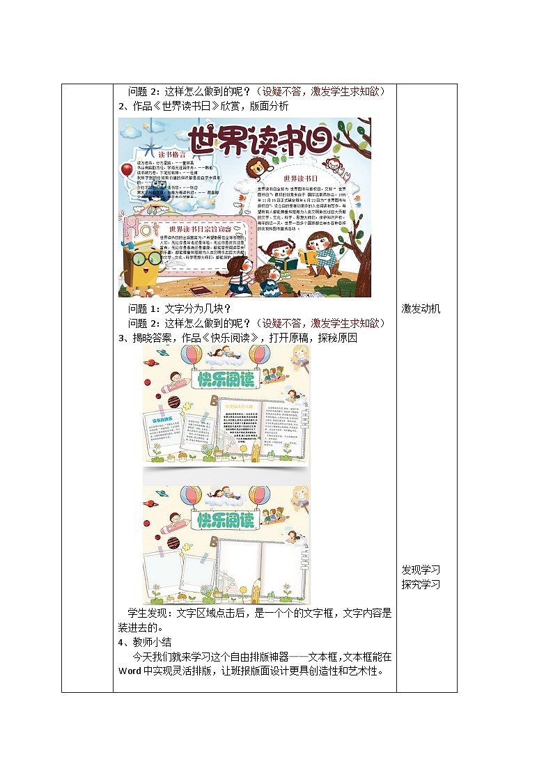 湘电子版（2019）小学信息技术五年级下册第8课 灵活排版小行家——文本框 教学设计（表格式）第3页