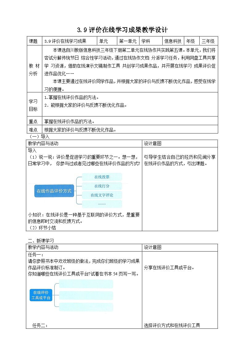3.9评价在线学习成果教学设计第1页