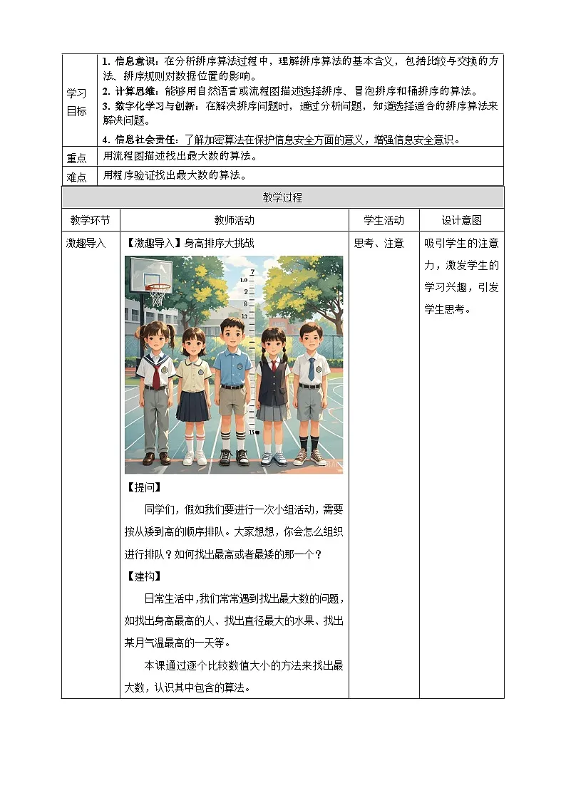 人教版（2024）信息技术五年级全一册第16课《比较交换找最值》教案第2页