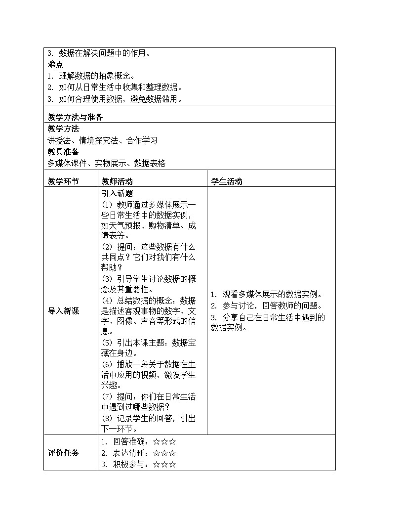 《第1单元 奇妙的数据世界 1 数据宝藏在身边》教学设计-2025-2026学年人教版（2024）信息技术四年级全一册第2页