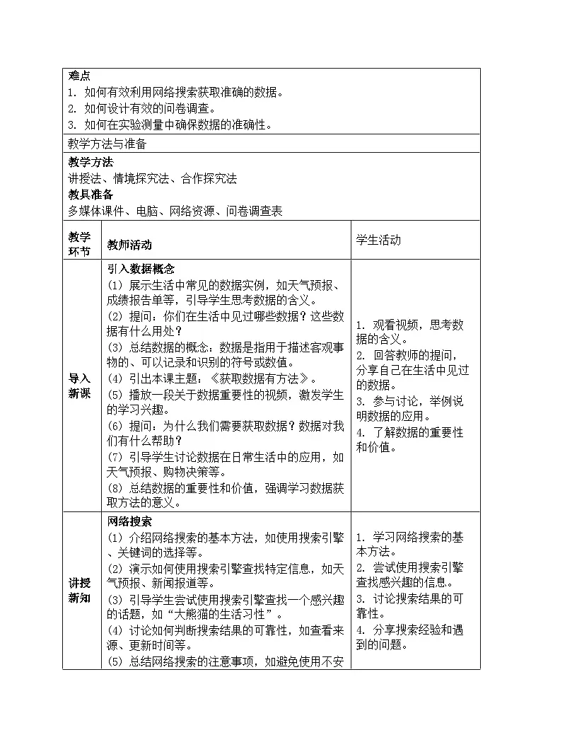 《第1单元 奇妙的数据世界 2 获取数据有方法》教学设计-2025-2026学年人教版（2024）信息技术四年级全一册第2页