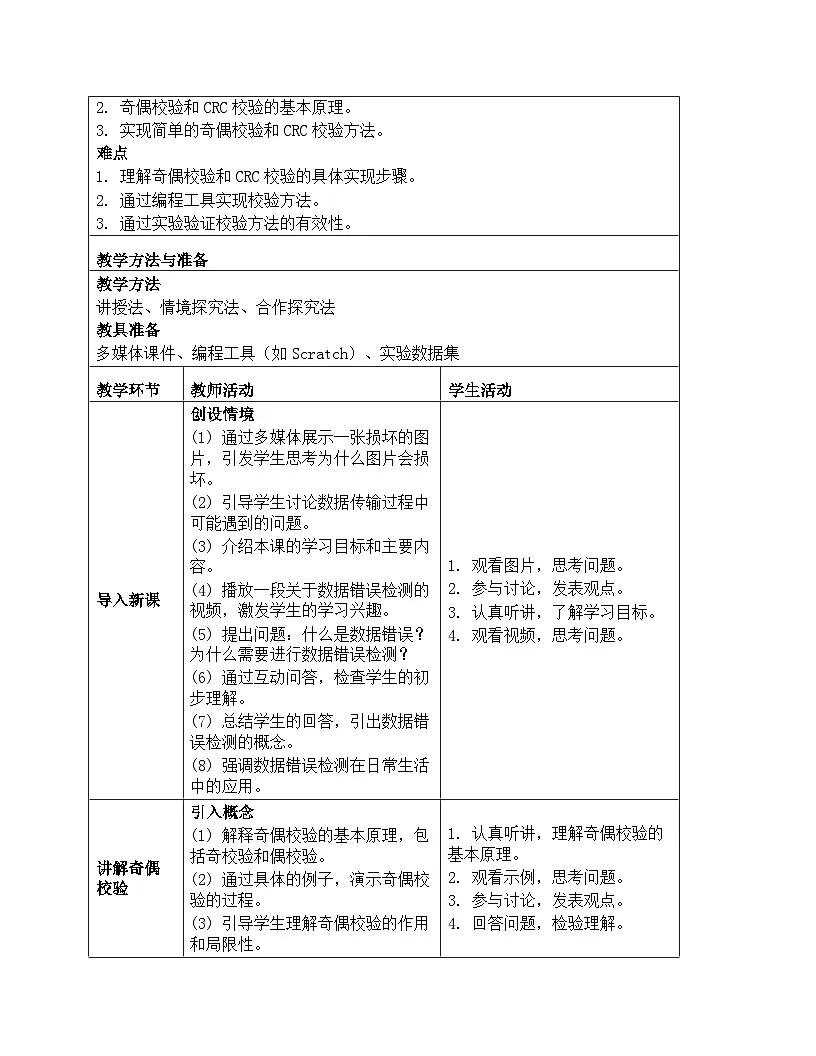 《第2单元 用编码描绘世界 10 数据错误及时验》教学设计-2025-2026学年人教版（2024）信息技术四年级全一册第2页