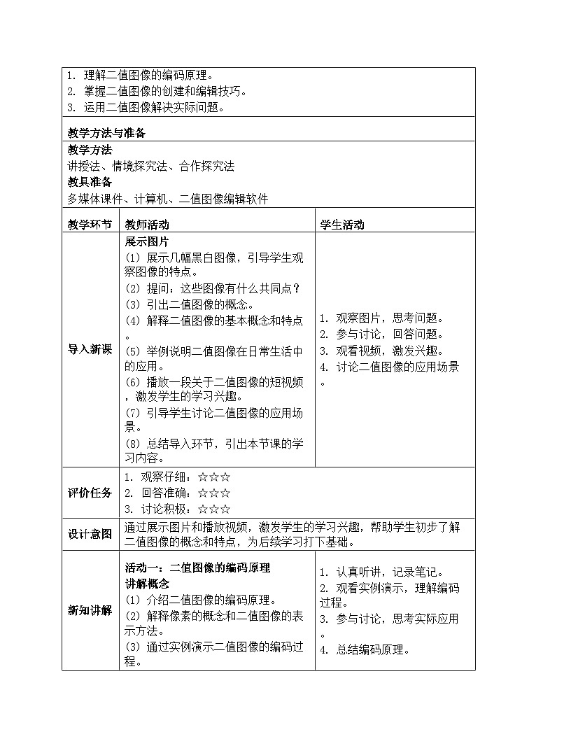 《第3单元 有趣的编码应用 12 二值的黑白图像》教学设计-2025-2026学年人教版（2024）信息技术四年级全一册第2页