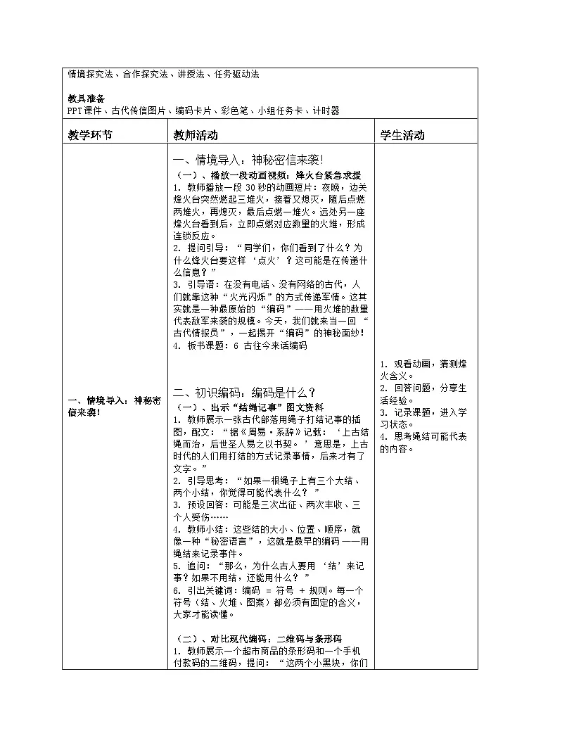 《第2单元 用编码描绘世界 6 古往今来话编码》教学设计-2025-2026学年人教版（2024）信息技术四年级全一册第2页