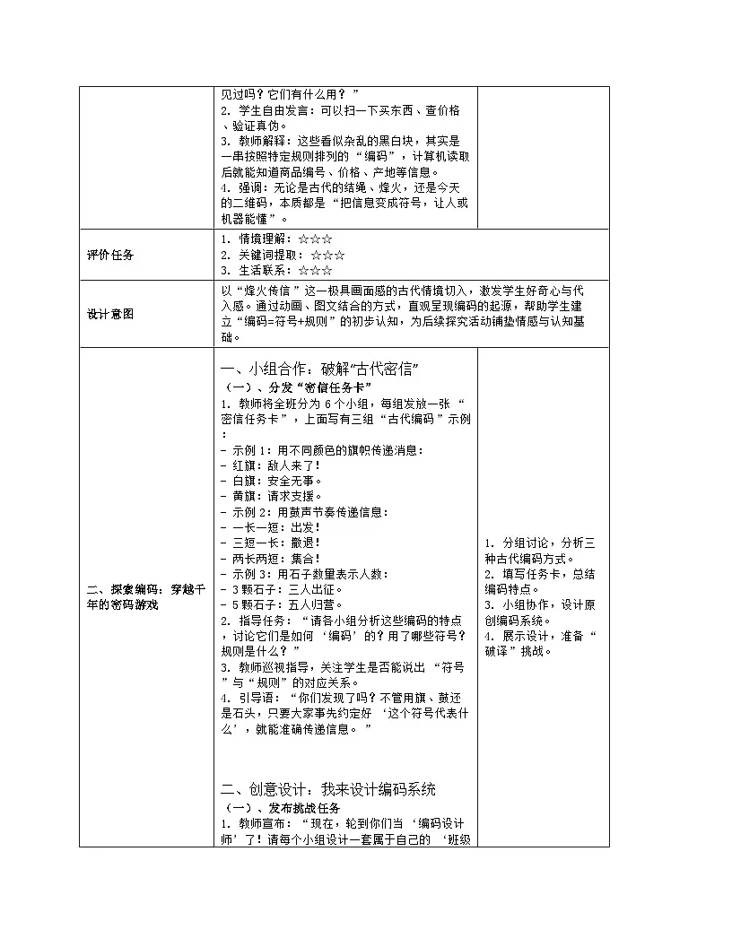 《第2单元 用编码描绘世界 6 古往今来话编码》教学设计-2025-2026学年人教版（2024）信息技术四年级全一册第3页