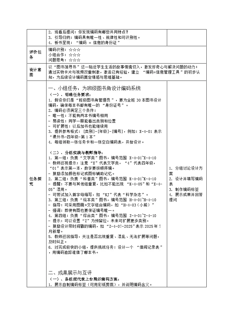 《第2单元 用编码描绘世界 8 编码管理我知道》教学设计-2025-2026学年人教版（2024）信息技术四年级全一册第3页