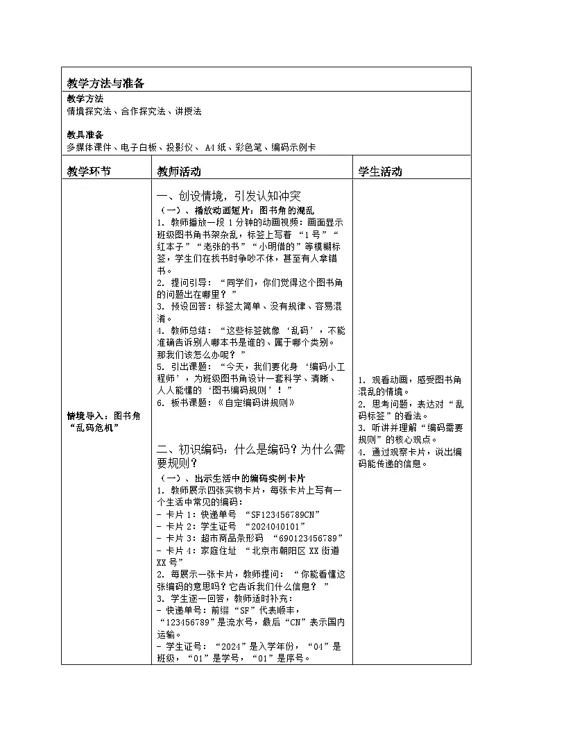 《第3单元 有趣的编码应用 15 自定编码讲规则》教学设计-2025-2026学年人教版（2024）信息技术四年级全一册第2页