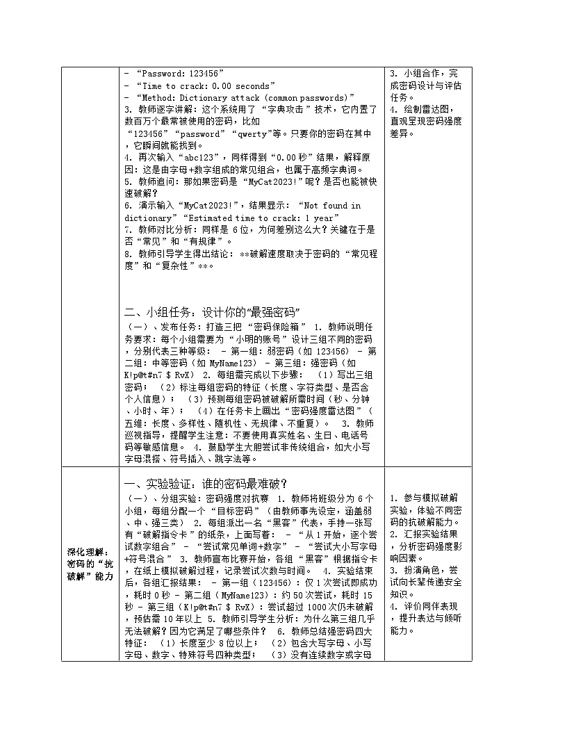 《第四单元 发挥算法的优势：15 简单密码易破解》教学设计（表格版）-2025-2026学年人教版(2024)信息技术五年级全册第3页