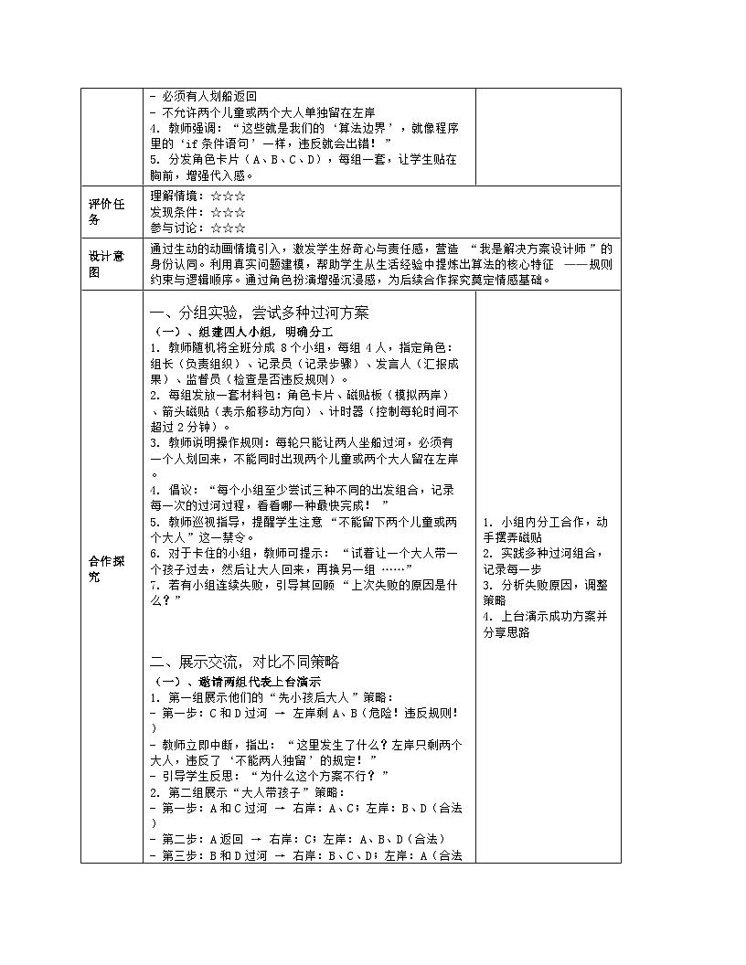 《第七单元 了解更多的算法：24 多人过河巧安排》教学设计（表格版）-2025-2026学年人教版(2024)信息技术五年级全册第3页