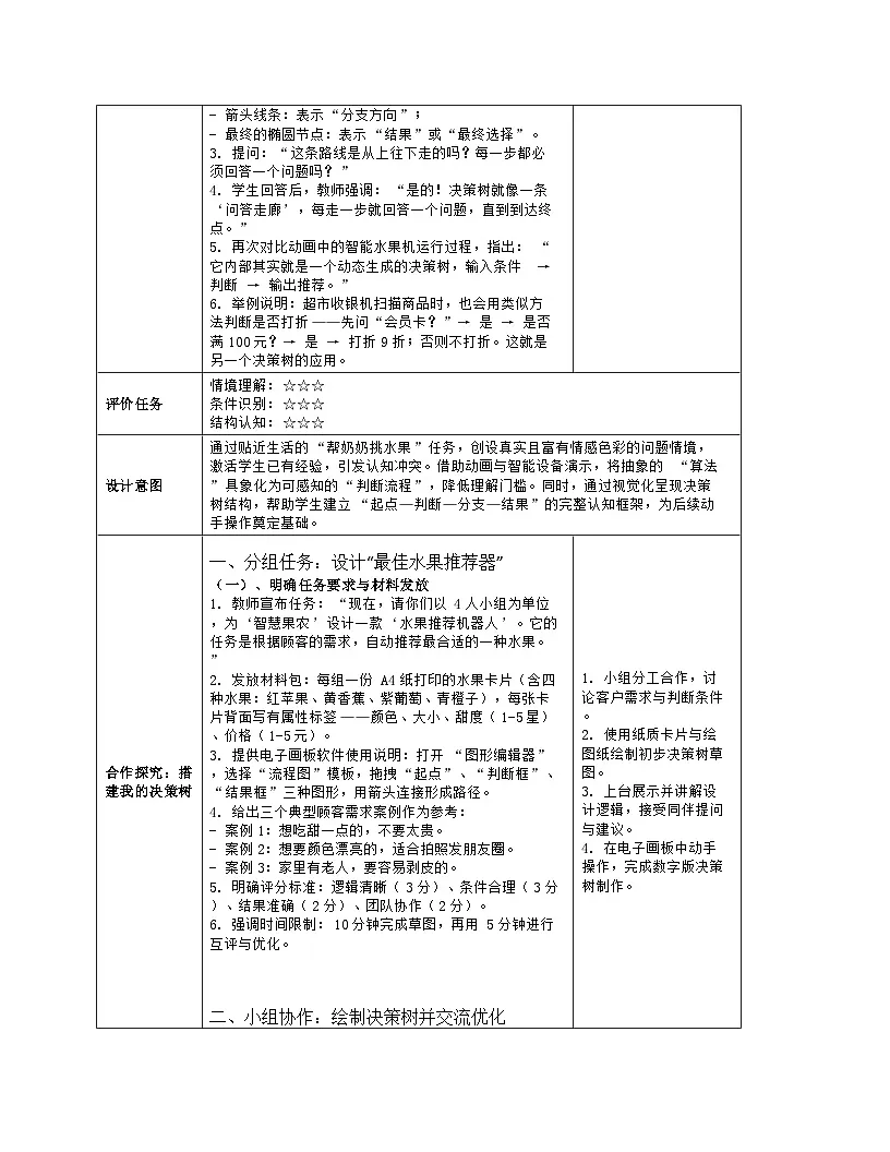 《第八单元 人工智能中的算法：28 认识决策树算法》教学设计（表格版）-2025-2026学年人教版(2024)信息技术五年级全册第3页