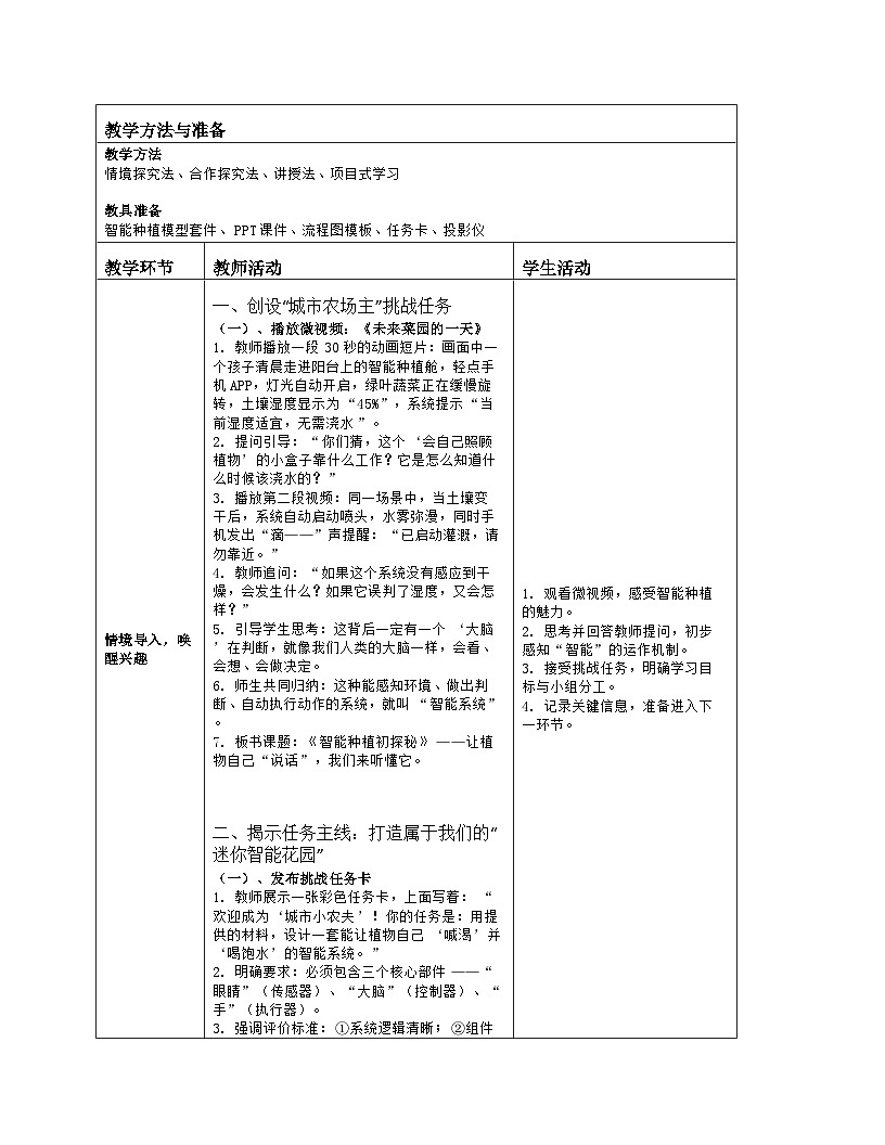 《第五单元 智能种植有方法：16 智能种植初探秘》教学设计（表格版）-2025-2026学年人教版(2024)信息技术六年级全册第2页
