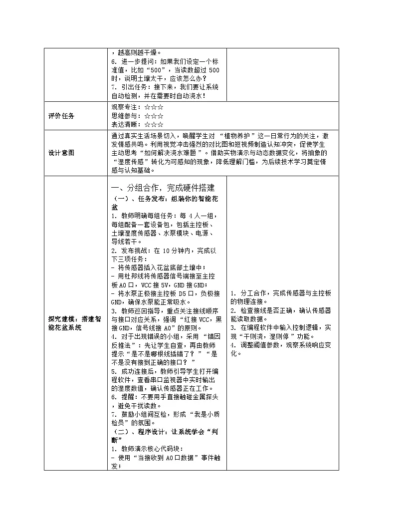《第五单元 智能种植有方法：18 土壤湿度控制好》教学设计（表格版）-2025-2026学年人教版(2024)信息技术六年级全册第3页