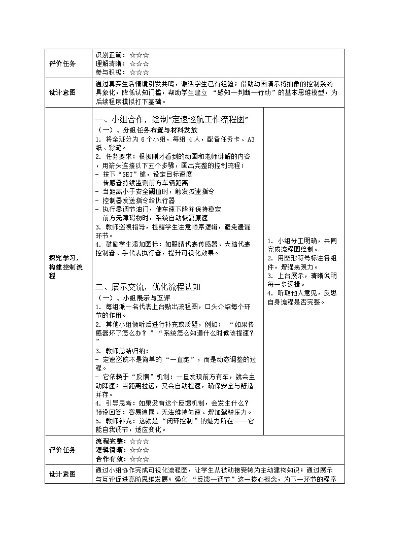 《第七单元 汽车里的小奥秘：27 定速巡航的控制》教学设计（表格版）-2025-2026学年人教版(2024)信息技术六年级全册第3页