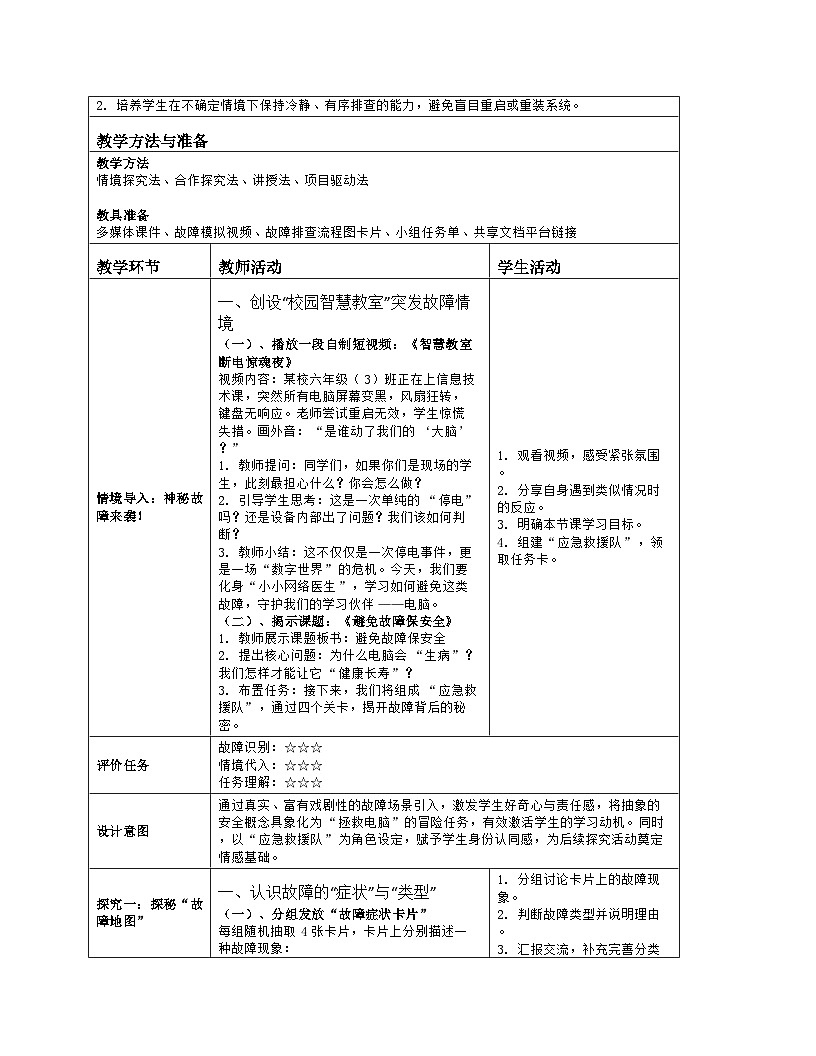 《第八单元 自主可控与安全：29 避免故障保安全》教学设计（表格版）-2025-2026学年人教版(2024)信息技术六年级全册第2页
