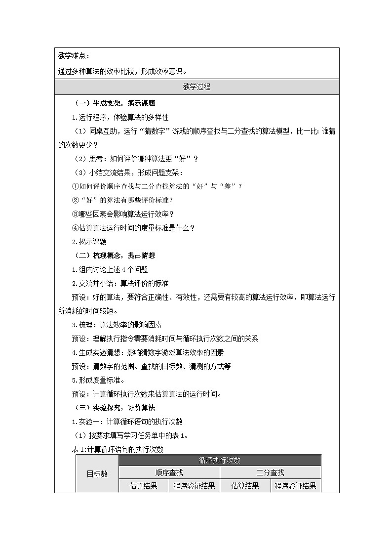 第9课 算法的评价方法 教学设计 2025-2026学年六年级上册信息技术浙教版第2页