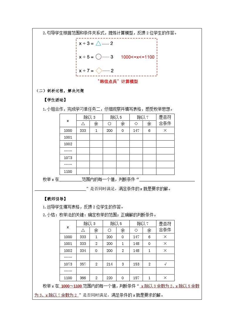 第10课 “韩信点兵”枚举法的实现 教学设计 2025-2026学年六年级上册信息技术浙教版第3页